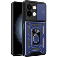 Vivo Y28 Kılıf Sürgülü Kamera Koruyucu Manyetik Standlı Tank Koruma Axaktif