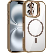 iPhone 16 Plus Kılıf Kamera Standlı Magsafe Destekli Şeffaf Arka Yüz Silikon Axaktif