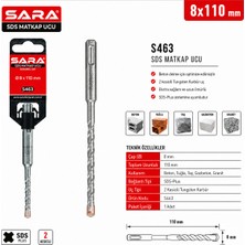 Sara S463 Sds Plus Matkap Ucu – 8 x 110 Mm, 2 Kesicili Tungsten Karbür Uçlu