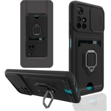 Marsilyan™- Xiaomi Redmi Note 11T Kılıf Zuma Kartvizitli Yüzüklü Silikon - Siyah
