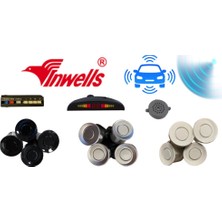 Inwells INW026022 Park Sensörü E44 Model Türkçe Konuşma Uyarılı, LED Ekranlı ve 4 Gözlü Beyaz Renkli Park Sensörü Seti