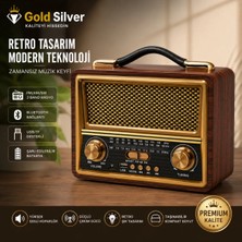 Gold Silver GS-1335 Retro Tasarım Bluetooth Şarjlı Nostalji Radyo