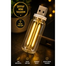 Medushop USB Mini LED Gece Lambası Sarı Işık Şeffaf Dekoratif Taşınabilir Aydınlatma 6,5 cm
