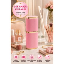 Medushop Pembe Çok Amaçlı Seyahat Kutusu Diş Fırçası Makyaj Fırçası Kişisel Bakım Organizeri Bardaklı