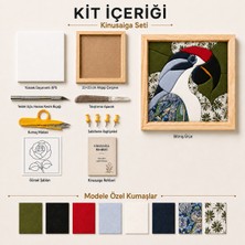 Kitier Papağan Kinusaiga Kumaş Tablo Yetişkin Hobi Kiti, Çerçeveli Hobi Seti 23X23 cm