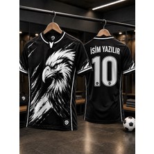 Yensa Kişiye Özel Isim Yazılır Yetişkin  Futbol Forması Siyah Beyaz Özel Tasarım Forma