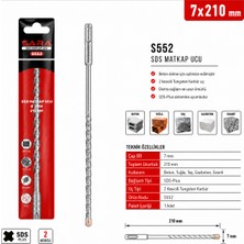 Sara S552 Sds Plus Matkap Ucu – 7 x 210 Mm, 2 Kesicili Tungsten Karbür Uçlu