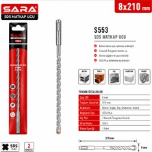 Sara S553 Sds Plus Matkap Ucu – 8 x 210 Mm, 2 Kesicili Tungsten Karbür Uçlu