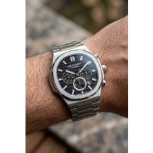 Lee Cooper Gümüş Erkek Kol Saati | 42 mm Paslanmaz Çelik Kasa, Siyah Kadran