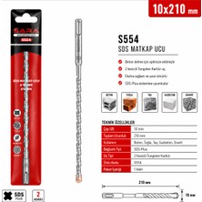 Sara S554 Sds Plus Matkap Ucu – 10 x 210 Mm, 2 Kesicili Tungsten Karbür Uçlu