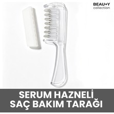Beauty Collection Serumia Metal Uçlu Hazneli Saç Dibi Serum ve Bakım Yağı Uygulama Tarağı Şeffaf