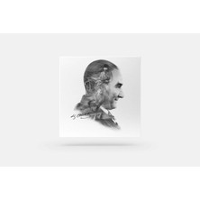 Fotolyo Atatürk Tablosu; Özel Tasarım 1. Siyah - Beyaz, Kare