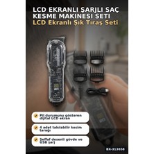 sbodurhome LCD Ekranlı 1800 Mah Şarjlı Saç Kesme Makinesi USB Şarjlı 4 Taraklı Tıraş Makinesi Seti Bx-