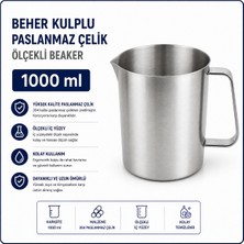 Labolist Beher Kulplu Paslanmaz Çelik 1000 ml - Ölçekli Beaker