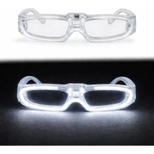 sbodurhome 3 Modlu Beyaz LED Işıklı Parti Gözlüğü Glow Gece Eğlence Aksesuarı 1 Adet BX-313764