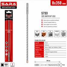 Sara S733 Sds Plus Matkap Ucu – 8 x 350 Mm, 2 Kesicili Tungsten Karbür Uçlu