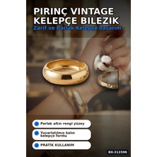 Hesc Bilişim 3.5 cm Kalın Pirinç Vintage Kelepçe Bilezik - Rengi Tekli Bayan Takı BX-313596