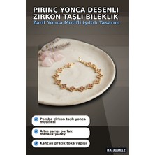 Hesc Bilişim Pirinç Yonca Desenli Zirkon Taşlı Kadın Bileklik - Tekli Paket, Rengi Zarif Aksesuar BX-313612
