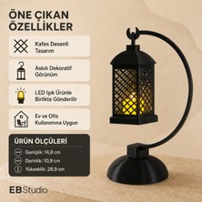 Eb Studio Kavisli Standlı LED Işıklı Dekoratif Fener – Askılı Masaüstü Ev ve Ofis Dekoru 28,9 cm