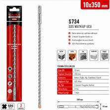 Sara S734 Sds Plus Matkap Ucu – 10 x 350 Mm, 2 Kesicili Tungsten Karbür Uçlu