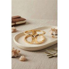 Hesc Bilişim Gold Renk Pirinç Manşet Model Vintage Kelepçe Bilezik