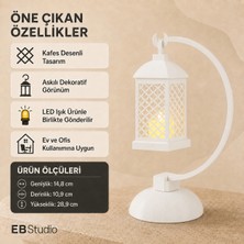 Eb Studio Kavisli Standlı LED Işıklı Dekoratif Fener – Askılı Masaüstü Ev ve Ofis Dekoru 28,9 cm