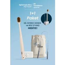 Probident 1+1 Paket Spiral Başlıklı Ekru Diş Fırçası + Dil Temizleme Aparatı/kesesi ve Ikili Stant Hediye
