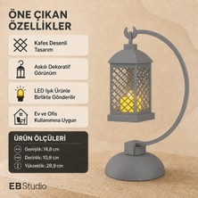 Eb Studio Kavisli Standlı LED Işıklı Dekoratif Fener – Askılı Masaüstü Ev ve Ofis Dekoru 28,9 cm