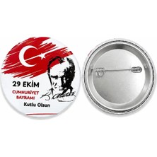 29 Ekim Cumhuriyet Bayramı Türk Bayrağı Atatürk Rozet Ceket-Çanta-Kalemlik-Şapka-Aksesuar Rozeti  (44MM) 1 Adet