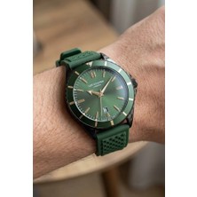 Lee Cooper Siyah-Yeşil Erkek Kol Saati | 45 mm Paslanmaz Çelik Kasa, Silikon Kordon