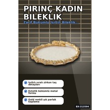 Hesc Bilişim Sıralı Zirkon Taşlı Pirinç Kadın Bileklik - Gold Renk Tekli Parça, Bijuteri Aksesuar BX-313594