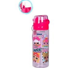 LilyMoon Kız Çocuk Pipetli Su Matarası - Büyük Gözlü Bebek Desenli Şeffaf Suluk - Sızdırmaz Kapaklı 500 ml