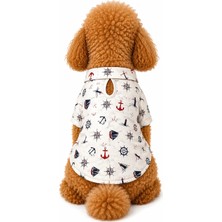 Patilemece Çapa Desenli Poplin Köpek Gömleği