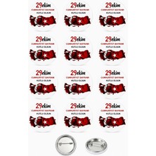 29 Ekim Cumhuriyet Bayramı Türk Bayrağı Atatürk Rozet Seti Ceket-Çanta-Kalemlik-Şapka-Aksesuar Rozeti  (44MM) 12 Adet