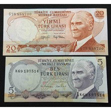 Gündüz Ticaret 6.emisyon 5-20 Lira Kağıt Para Çil Koleksiyon Görseldeki Ürün / K-26