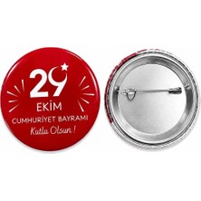 29 Ekim Cumhuriyet Bayramı Türk Bayrağı Atatürk Rozet Ceket-Çanta-Kalemlik-Şapka-Aksesuar Rozeti  (44MM) 1 Adet