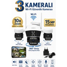ArmoniaVital ARM-95W 3 Kameralı Güvenlik Kamerası 15MP Ultra Hd Ptz Hareketli Akıllı Ip Kamera | V380 Pro | Gece Görüşlü | Sesli | Dış Mekan