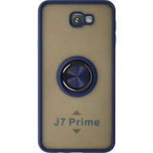 HemenGo BZS7896 Galaxy J7 Prime Kılıf Montreal Yüzüklü Silikon Kapak - Lacivert HMNG8632