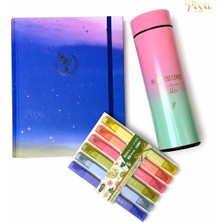 Pixxi Renkli Hayaller Hediye Seti – Defter, Termos ve 6’lı Pastel Fosforlu Kalem