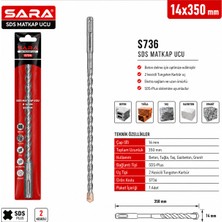 Sara S736 Sds Plus Matkap Ucu – 14 x 350 Mm, 2 Kesicili Tungsten Karbür Uçlu