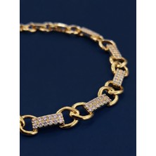 Zarene Silver Xuping Kenetlenmiş Zincir Bileklik 14K Gold