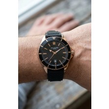 Lee Cooper Rosegold-Siyah Erkek Kol Saati | 45 mm Paslanmaz Çelik Kasa, Siyah Silikon Kordon
