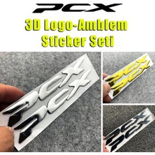 Honda Ysgmotoparts Pcx Amblem Logo 3D Metal Sticker Yazı 2 Adet Set Siyah Renk