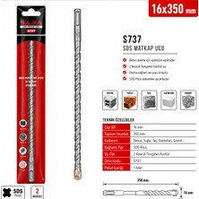 Sara S737 Sds Plus Matkap Ucu – 16 x 350 Mm, 2 Kesicili Tungsten Karbür Uçlu