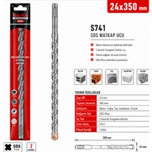 Sara S741 Sds Plus Matkap Ucu – 24 x 350 Mm, 2 Kesicili Tungsten Karbür Uçlu
