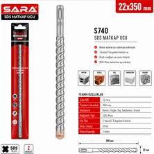 Sara S740 Sds Plus Matkap Ucu – 22 x 350 Mm, 2 Kesicili Tungsten Karbür Uçlu