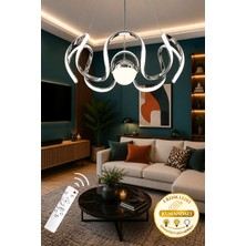 Ece Aydınlatma Nysos Özel Lüks Krom Kaplamalı Uzaktan Kumandalı 3 Renk Ledli Dimmerli Sarkıt Modern Avize (Çap 50CM)