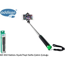 OEM Addison AD-S32 Kablolu Siyah/yeşil Selfie Çekim Çubuğu
