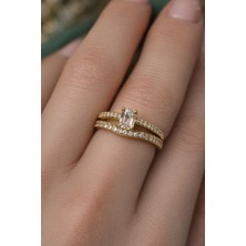 Takıtolia Xline Altın Renkli Kristal Taşlı Xuping Bijuteri Ayarlanabilir Yüzük
