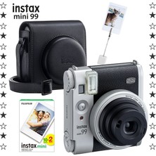 Fujifilm Instax Mini 99 Silver Fotoğraf Makinesi Deri Çanta ve Kıskaç 20'li Film Hediye Seti